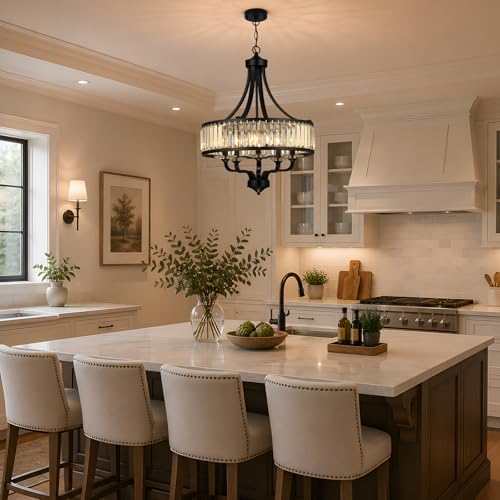 5 Light Black Crystal Chandelier (Black / 5-Light)