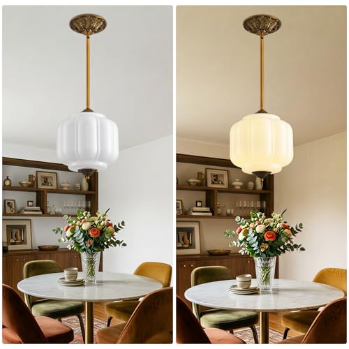 10 Inch Vintage Milk Glass Ceiling Light Fixture