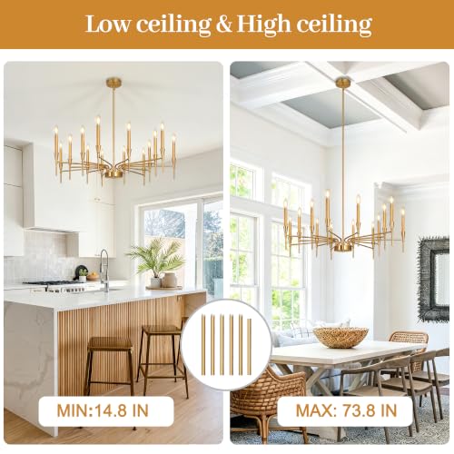 Dining Room Chandelier Light Fixture 14 Lights Gold Modern Chandeliers