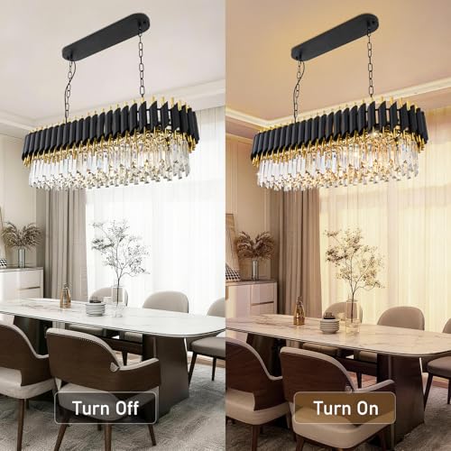 L33 Black and Gold Crystal Chandelier Large 8 Light 3