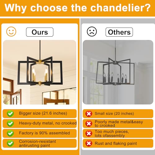 22" Black and Gold Chandelier (6 Count)