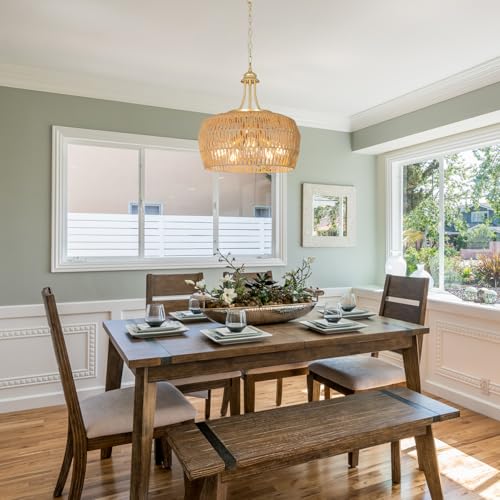 Gold Rattan Chandelier for Dining Room