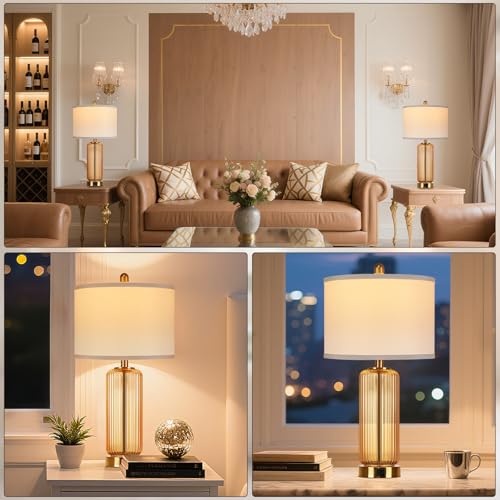 27" Brown Glass Table Lamp Set of 2 (2 Count)