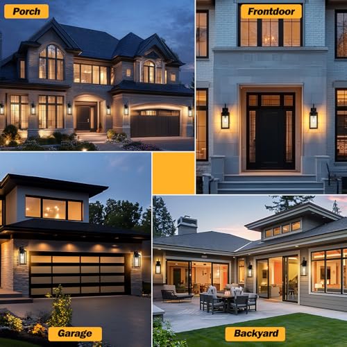 19" Large Outdoor Wall Lights Black with Gold Trim 2 Pack (2 Count)
