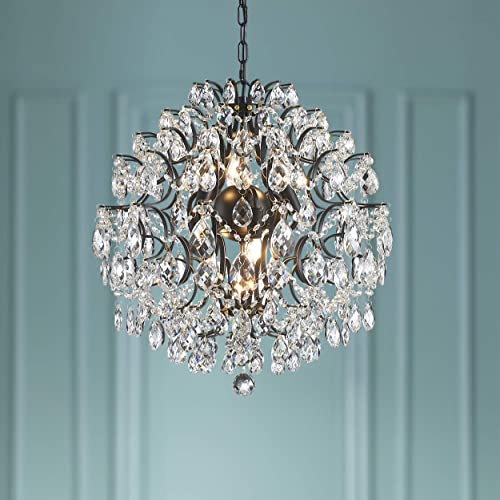 Modern Pendant Black Chandelier Crystal Raindrop Lighting Ceiling Light Fixture Lamp for Dining Room Bathroom Bedroom Livingroom 6 E12 Bulbs Required D19 in x H21 in
