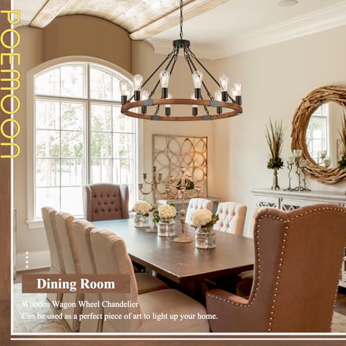 Farmhouse Wood Wagon Wheel Chandelier 12 (12 Count)