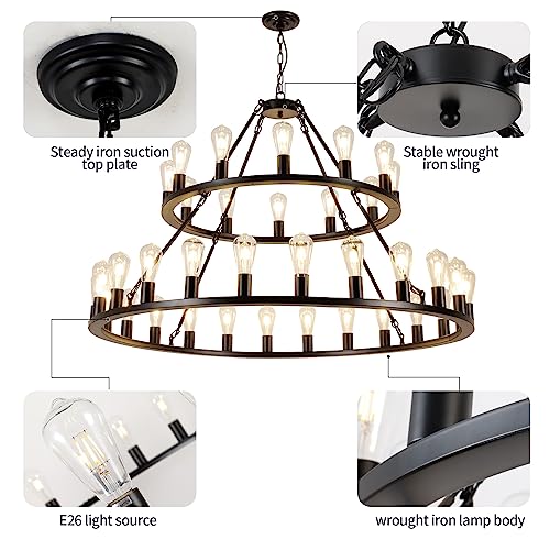 Wagon Wheel Chandelier 2 Tier 48
