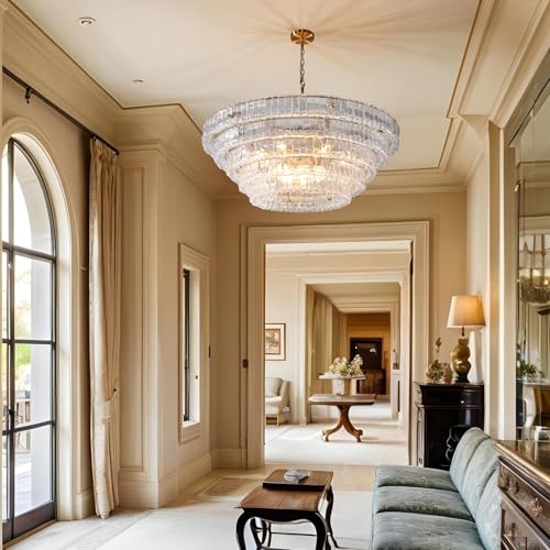 Clear Glass 47 inch Round Chandelier for Dining Room