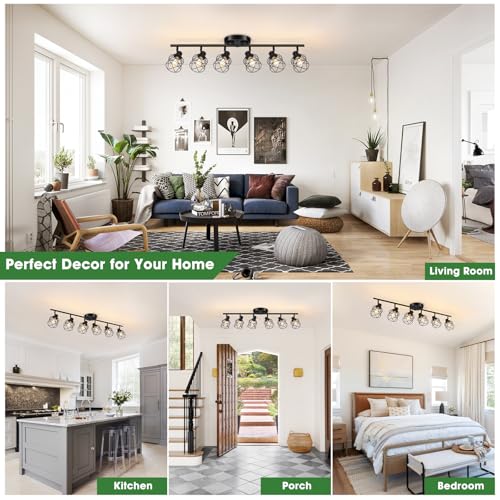 6 Lights Black Semi Flush Mount Ceiling Light (6 Count)