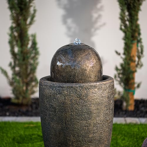 25.98" Modern Sphere Water Fountain with LED Light