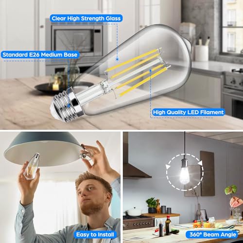 12 Pack Vintage LED Edsion Bulbs 100W Equivalent (12 Count)