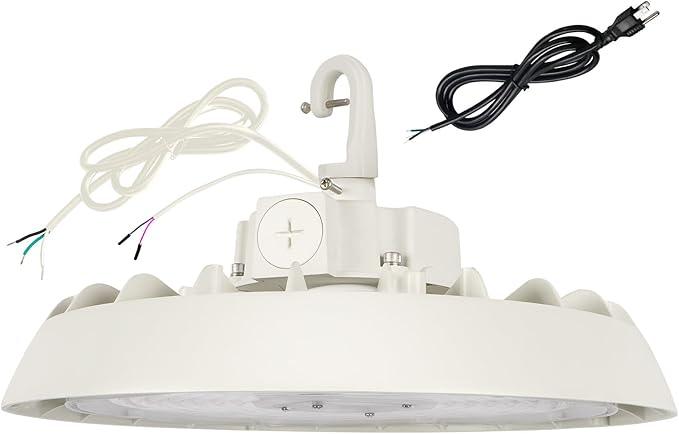 UFO Led High Bay Light, 150/200/240W, Up to 33600LM, 2CCT 4000K/5000K, 0-10V Dimmable High Bay Led Shop Lights for Barn Gym Factory Warehouse,6' Cable Selectable, UL & DLC Listed