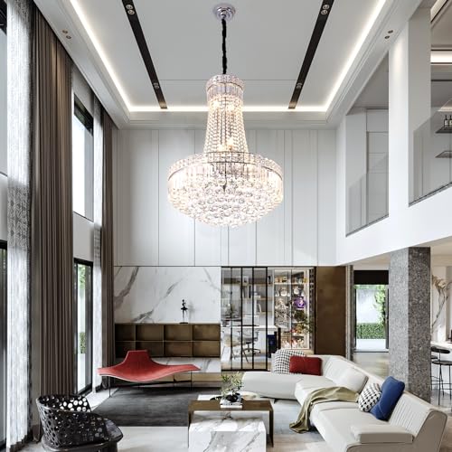 Modern Crystal Chandelier Chrome Empire Hanging Chandelier