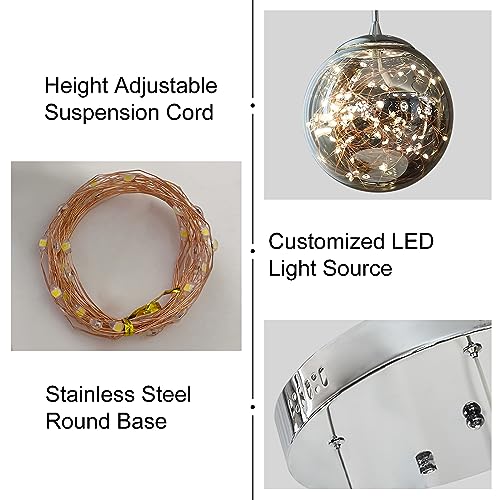 Modern Pendant Light Fixtures for Kitchen Island Sphere Pendant Light Small Hanging Crystal Chandelier for Bedroom Entryway Living Room Foyer Hallway LED Chandeliers for Dining Room (127 Count)