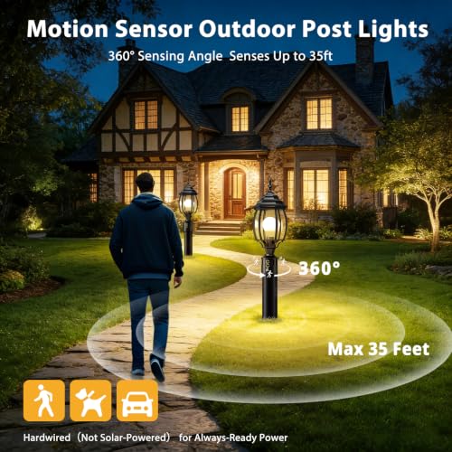 2Pack Motion Sensor Outdoor Post Lights