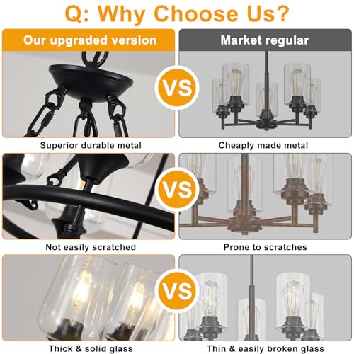 25" Black Chandelier for Dining Room