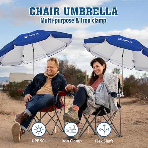 Chair Umbrella with Universal Clamp Adjustable 47 inches and 360° Swivel & UPF 50+ Protection Portable Sun Umbrella (2 Count)