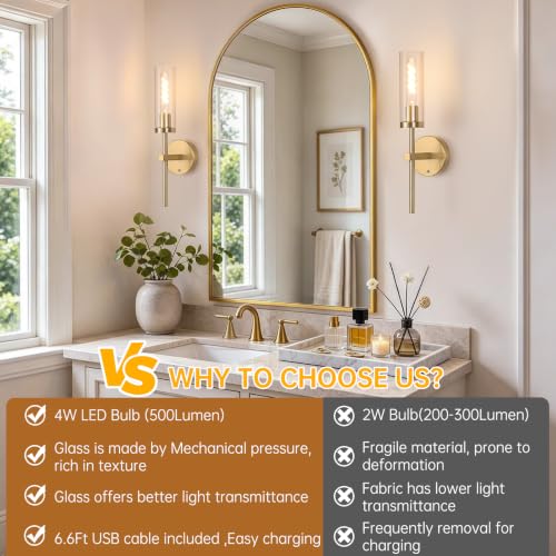 Battery Operated Wall Sconces Set of 2 (2 Count)