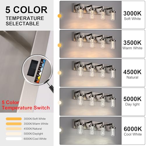3 Light Modern LED Bathroom Vanity Light Bar Brushed Nickel