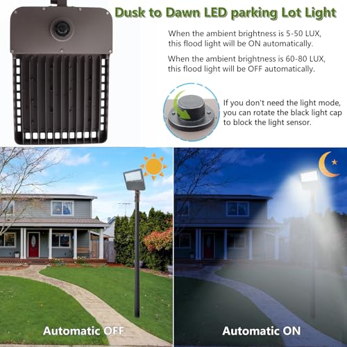 2PACK 300W LED Parking Lot Light with Dusk to Dawn Photocell (2 Count)