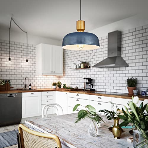 Pendant Light Fixtures Ceiling Hanging with Hammered Metal Shade (2 Count)