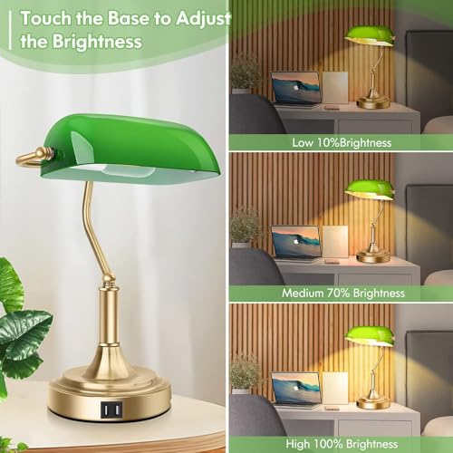 Bankers Lamp with 2 USB Ports