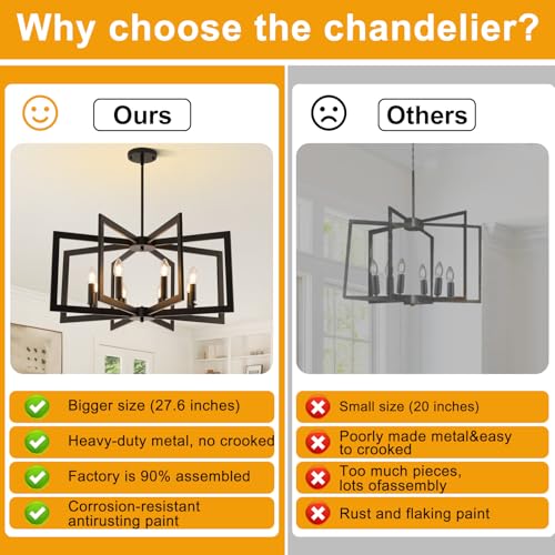 28" Modern Black Chandelier for Dining Room