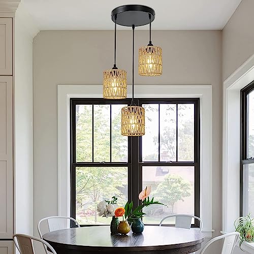 3 Pack Rattan Lamp Shade Small Boho Shades Replacement (3 Count)