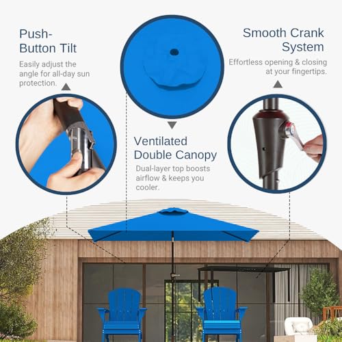 6.5' x 10' Rectangular Patio Umbrella Large Outdoor Market Umbrella w