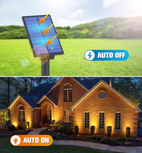 Metal Solar Spot Lights Outdoor with 9.8ft Cable Solar Powered Landscape Lighting Low Voltage IP65 Waterproof Auto On