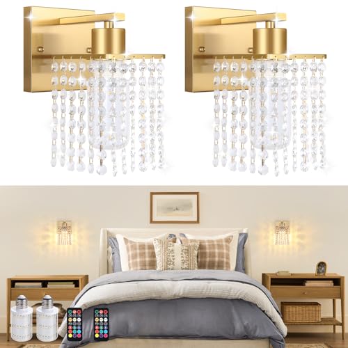 Set of 2 Crystal Battery Operated Wall Sconce (2 Count)