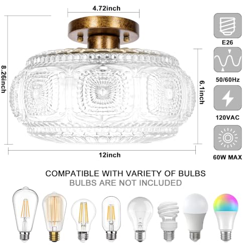 12 Inch Semi Flush Mount Ceiling Light Fixture