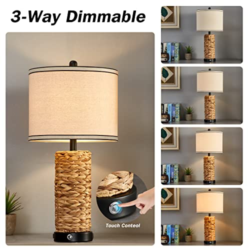 Rattan Table Lamps Set of 2