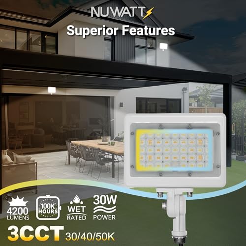 30W White Dimmable LED Flood Light Waterproof for Outdoor Patio