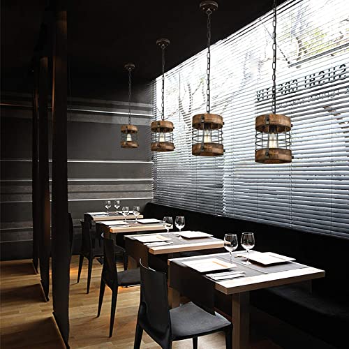 Retro Industrial Metal and Wood Farmhouse Chandeliers
