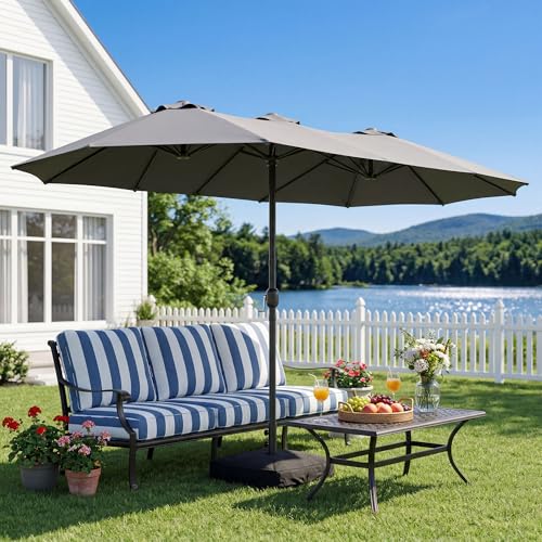 15FT Large Double Sided Patio Umbrella with Base Included