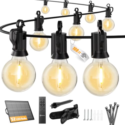 108FT 52LED Solar String Lights Outdoor with Remote & USB Port (108 Foot)