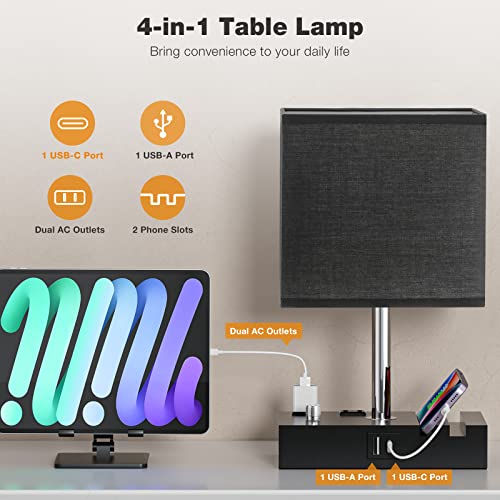 Black Bedside Table Lamps Set of 2 (2 Count)
