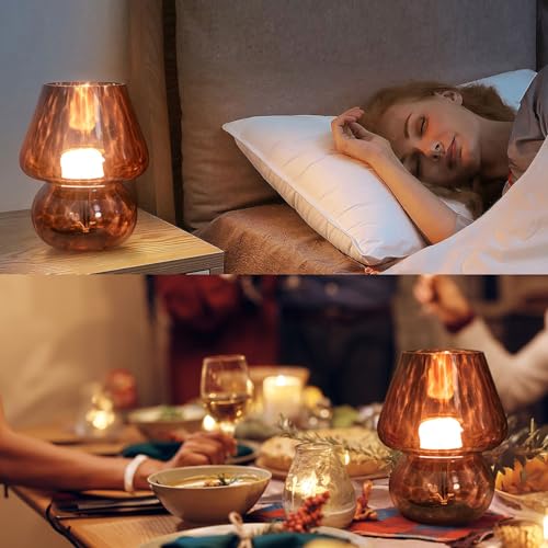 USB Plug in Vintage Mushroom Lamp Small Bedside Table Lamp with 3 Temperature LED Bulb