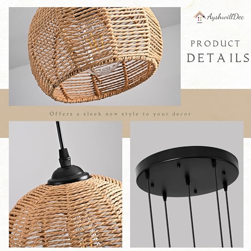 5 Light Woven Foyer Chandeliers for High Ceiling