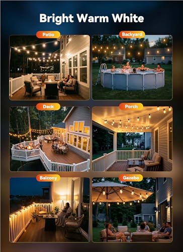 53FT Outdoor String LED Patio Lights Waterproof