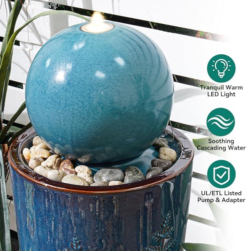 Autodaya 30" Sphere Outdoor Water Fountain