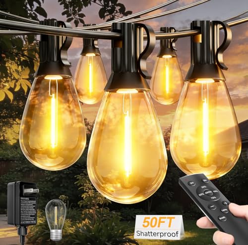 50FT Outdoor String Lights with Remote