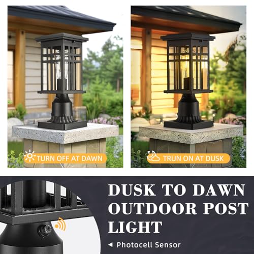 12.2 Inch Lamp Posts Outdoor Lighting with Clear Glass