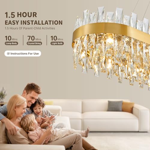 Modern Brass Gold Crystal Chandelier