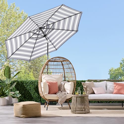 10ft Solar Polyester LED Lighted Patio Umbrella w