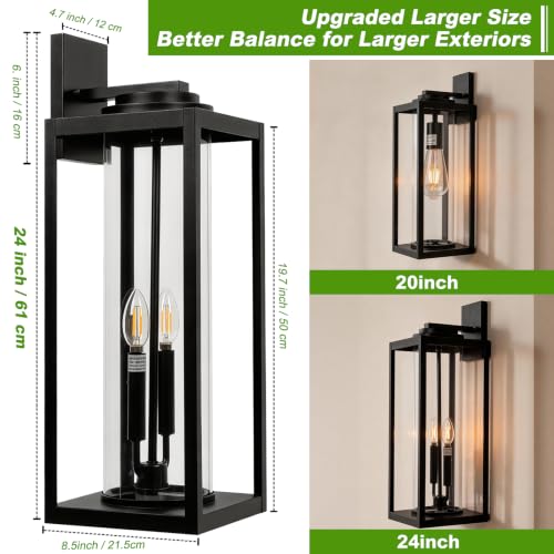 Large 24 Inch Outdoor Wall Light Fixtures (2 Count)