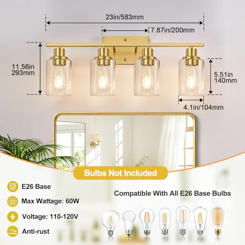 4 Light Bathroom Light Fixtures (4 Count)