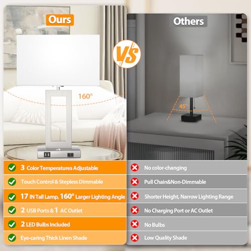 3 Color Temperatures Touch Control Table Lamps Set of 2 (2 Count)
