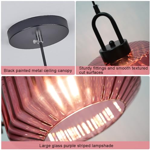 Mid Century Hanging Light Purple Glass Ceiling Pendant Lights